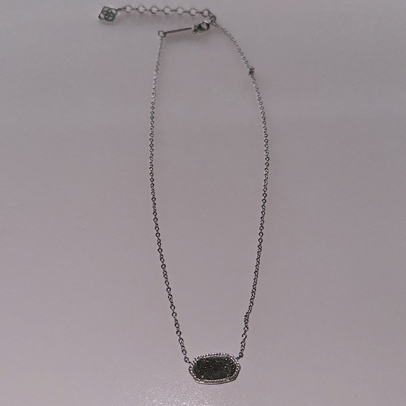 Elisa Silver Pendant Necklace in Platinum Drusy - Picture 2 of 2